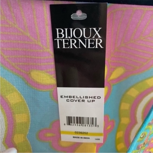 NWT Women's Multi Colored Bijoux Terner Rhinestone Swim Coverup One Size - Picture 4 of 5